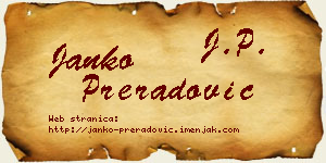 Janko Preradović vizit kartica